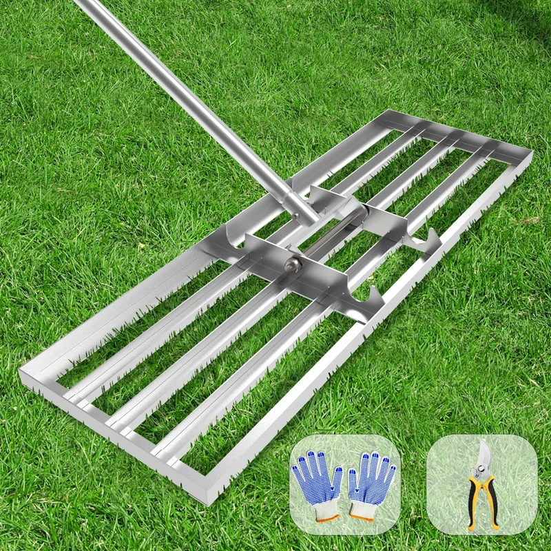 Dremmt Lawn Leveling Rake 35 inch, (Professional-Grade) Lawn Leveler Tool with Stainless Steel Handle Rakes for Lawns Heavy Duty Landscape Rake for Backyard, Garden, Golf Course, Farm, Pasture