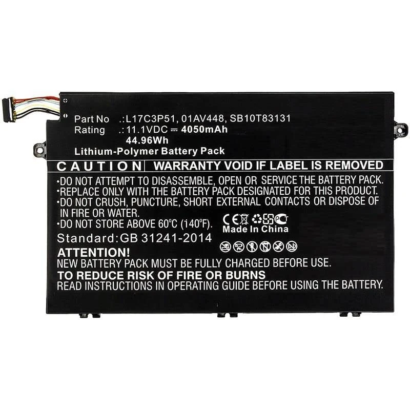 CoreParts Laptop Battery for Lenovo 45W Li-ION, 11.1V 4.05Ah, 01AV448 L17C3P51 SB10K97609 SB10T83 (45W Li-ION, 11.1V 4.05Ah, Lenovo ThinkPad E14, E15, E490, E580)