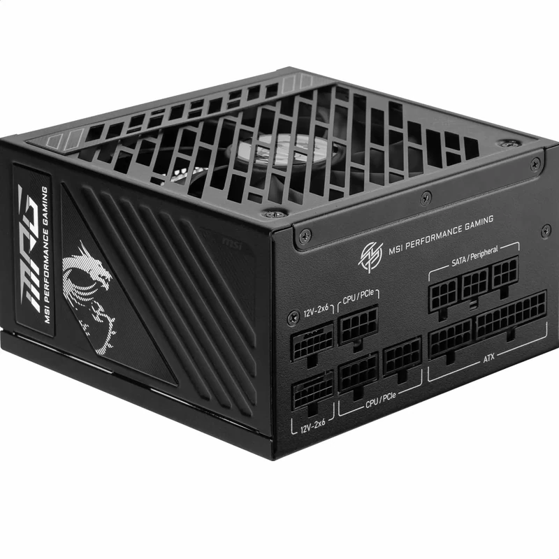 MSI MPG A1000GS PCIE5 Power Supply, 1000W, 80 Plus Gold, ATX 3.1, PCIe 5.1 GPU Support, Dual Native 12V-2x6, Cable with Two Tone 12V-2x6 Ports, ATX Power Supply, Modular Cables