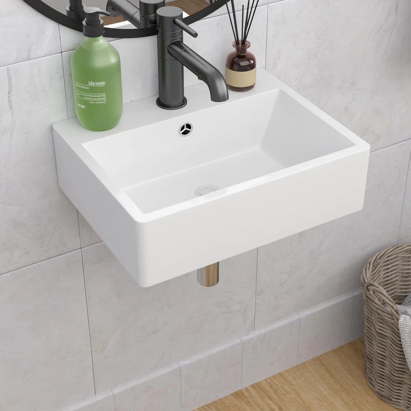 Lepuday Wall Mount Bathroom Sink 21x16 Inch Rectangle Bathroom Sink