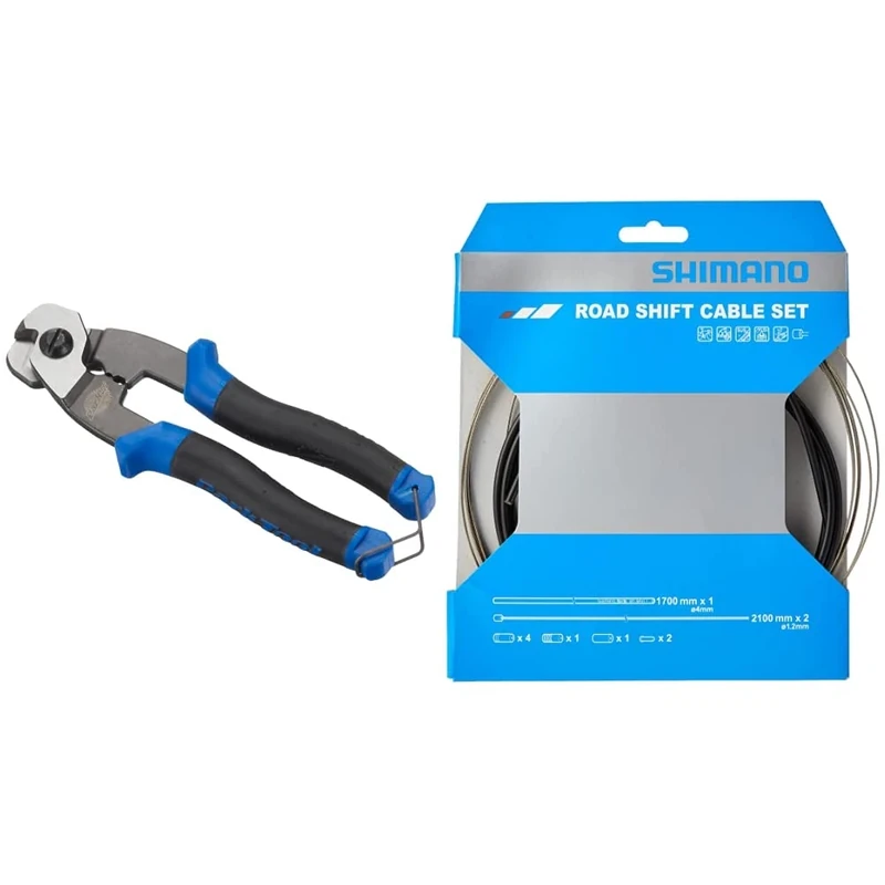 Park Tool CN-10 Pro Cable and Housing Cutter Tool & Shimano Road Shift Road Bike Gear Cable Set Black