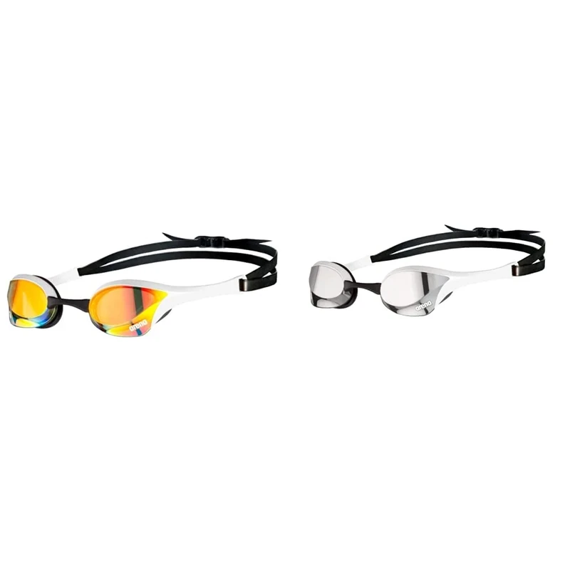 Arena,One Size,SILVER-WHITE,1E033 Unisex Racing Goggles Cobra Ultra Swipe Mirror & Unisex's Cobra Ultra Swipe Goggle, Yellow Copper-White, One Size