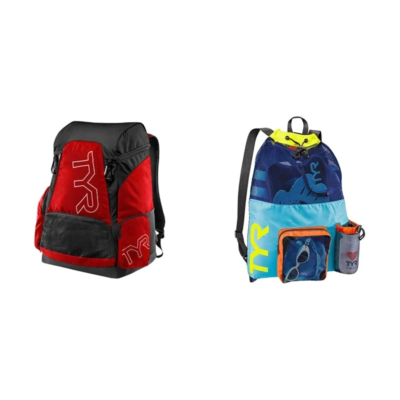 TYR Alliance Backpack - Red/Black, Medium/45 Litre & Unisex's Big Mesh Mummy Backpack Bag, Blue/Yellow, One Size
