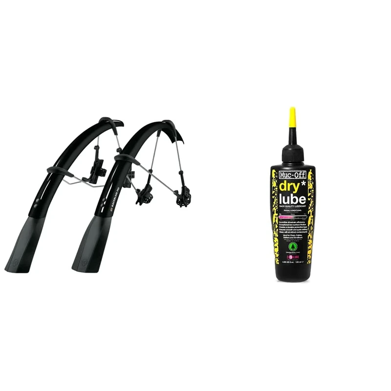 SKS Raceblade Pro Mudguard Set: Black & Muc-Off Dry Lube 120ml chain oil (Packaging may vary)