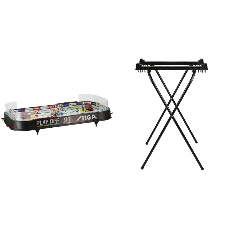 Stiga Tabletop Ice Hockey Game Play Off 21 Sweden-Canada,Black/White,96 x 50 cm & Foldable Game Stand for Ice Hockey and Football Games, Black