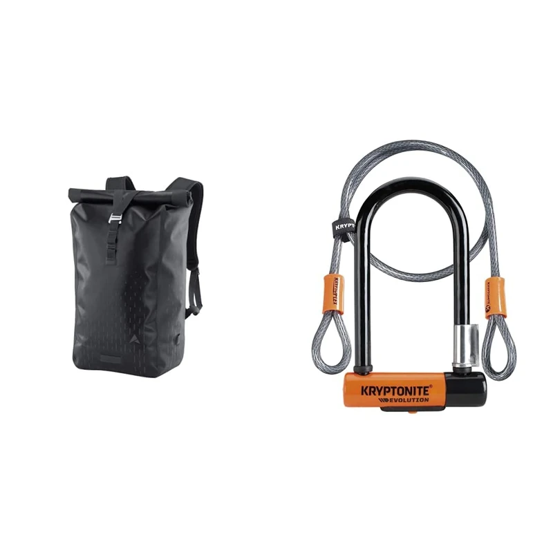 Altura Unisex Adult Thunderstorm City 30 Backpack Backpack - Black, 30 Litre & Kryptonite Evolution Mini-7 Lock with Flex Cable and Bracket - Orange, 7-Inch - Image 1