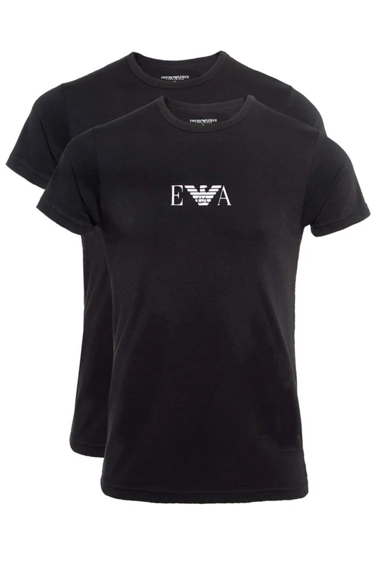 Emporio Armani MAN 2 Pack T-Shirt Crew Neck Regular Fit Black M, Black/Black, M