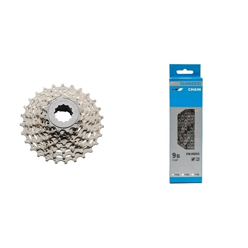Shimano Sora HG50 9 Speed Cassette - Silver, 12-25 Teeth & Chain CNHG93 9SPD 114 Links - Silver