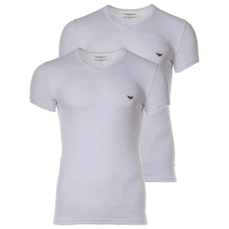 Emporio Armani Man 2 Pack T-Shirt V Neck Slim Fit White L, White/White, L