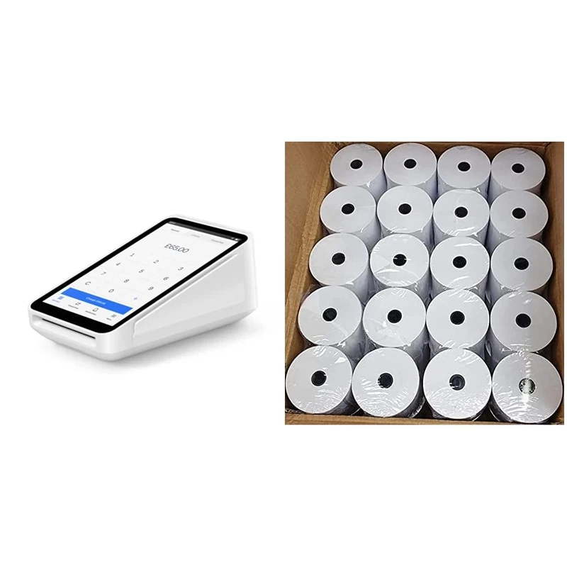 Square Terminal - Card reader for accepting Contactless, Chip & PIN- UK Version & 20 Rolls of Premium 80 x 80mm Thermal Paper Till Rolls, Receipt for EPOS POS, Cash Register