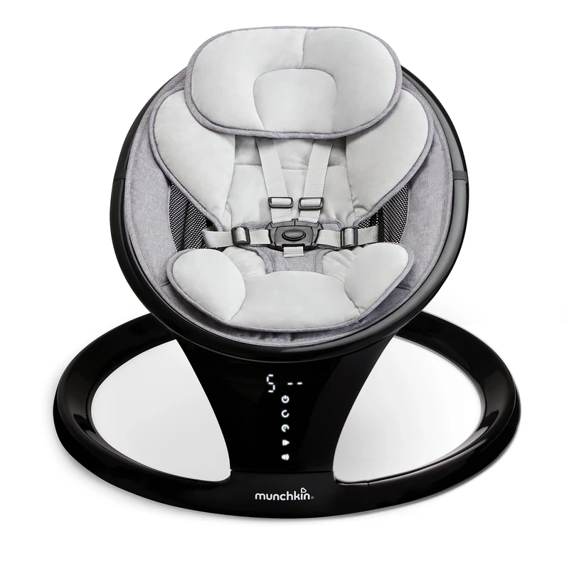 Munchkin Electric Baby Swing | Bluetooth Enabled Baby Bouncer Chair & Rocker | Portable Rocker & Gentle Bouncing Chair with Motion and Sounds| Black