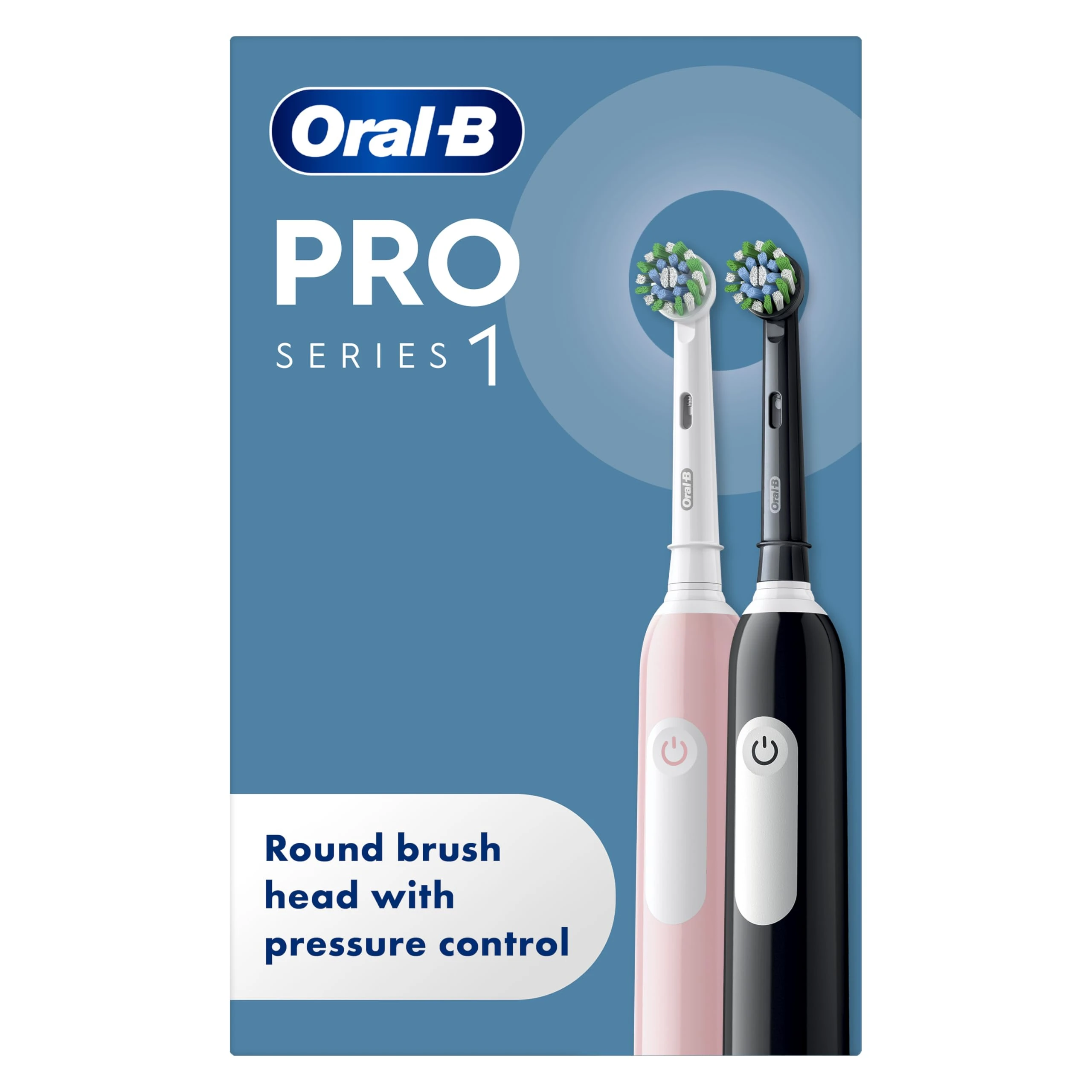 Oral-B Pro 1 X2 Electric Toothbrushes For Adults, Oral B Electric Toothbrush, With 3D Cleaning, 2 Toothbrush Heads, Gum Pressure Control, 2 Pin UK Plug, Pink & Black