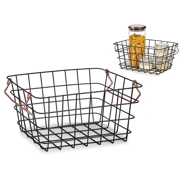BigBuy Home Black Copper Steel Rod Basket, Multicoloured, Standard