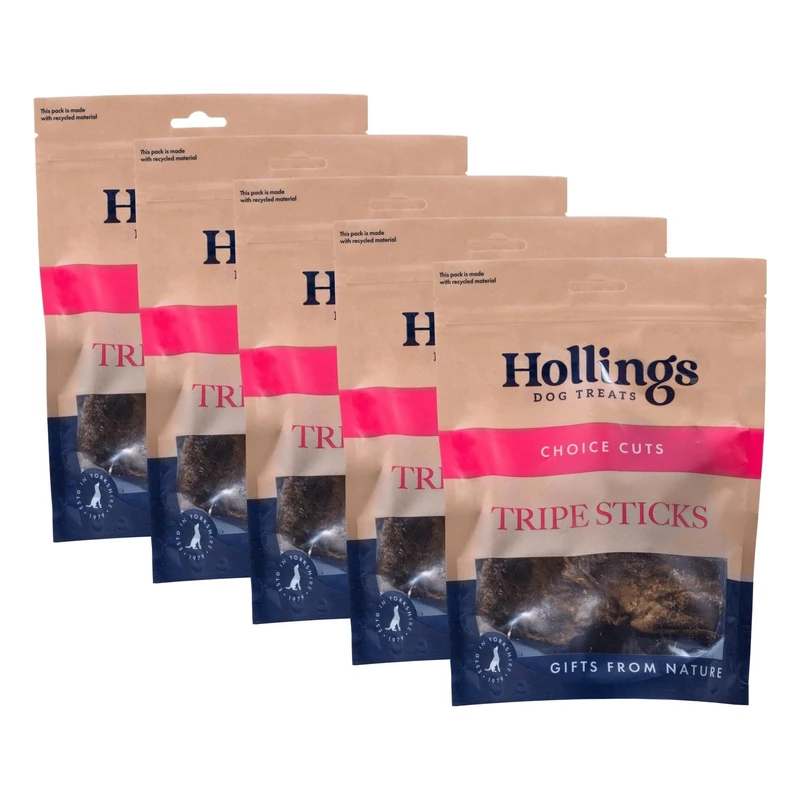 Hollings Tripe Sticks Dog Treats, 100% Natural Air Dried Chews for Adult Dogs, Grain Free & High in Protein 500g (Pack of 5)