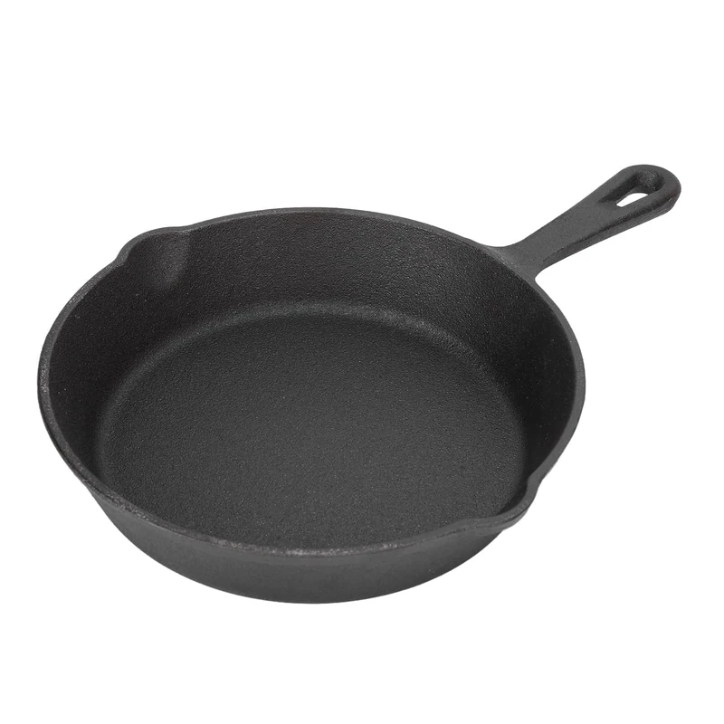 Cyrank Cast Iron Skillet Frying Pan, Cast Iron Pan Oven Round Skillet Non Stick Grill Pan with Drip Spouts for Camping Indoor Outdoor(10cm)