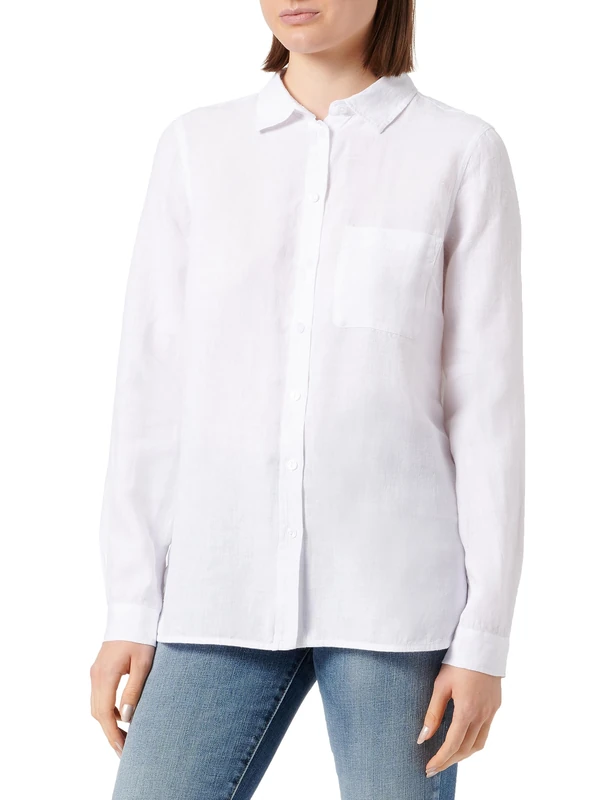 Part Two Women's Button Up Regular Fit Long Sleeves Shirt Collar, Bright White, 14 (L)