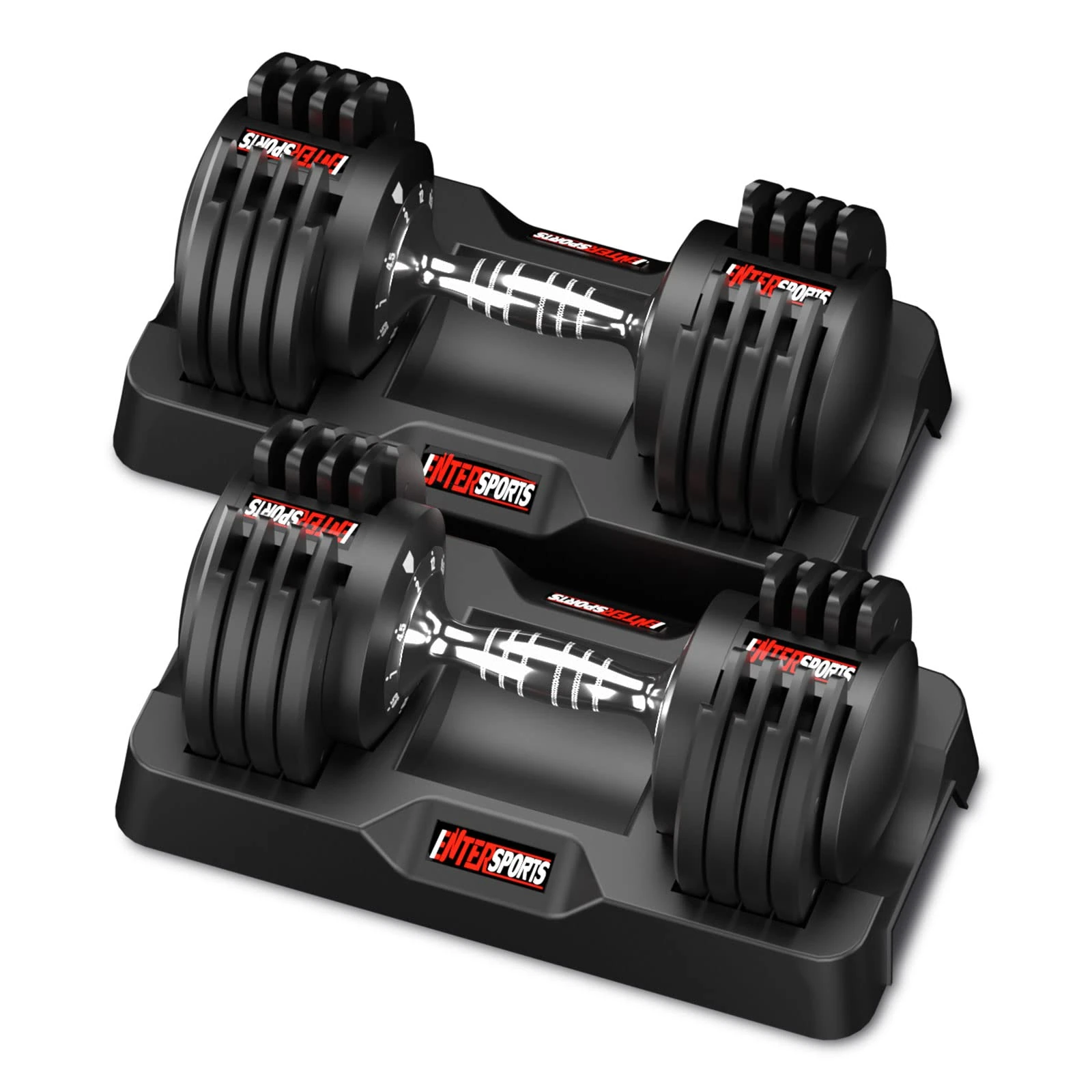 EnterSports 12kgx2 Adjustable Dumbbells Dumbbell Set for Saving Place, Dumbbells Adjustable with Non-Slip Handle 5 Weight Levels-2-12kg, Good for Home, Office, Gym, Body Training