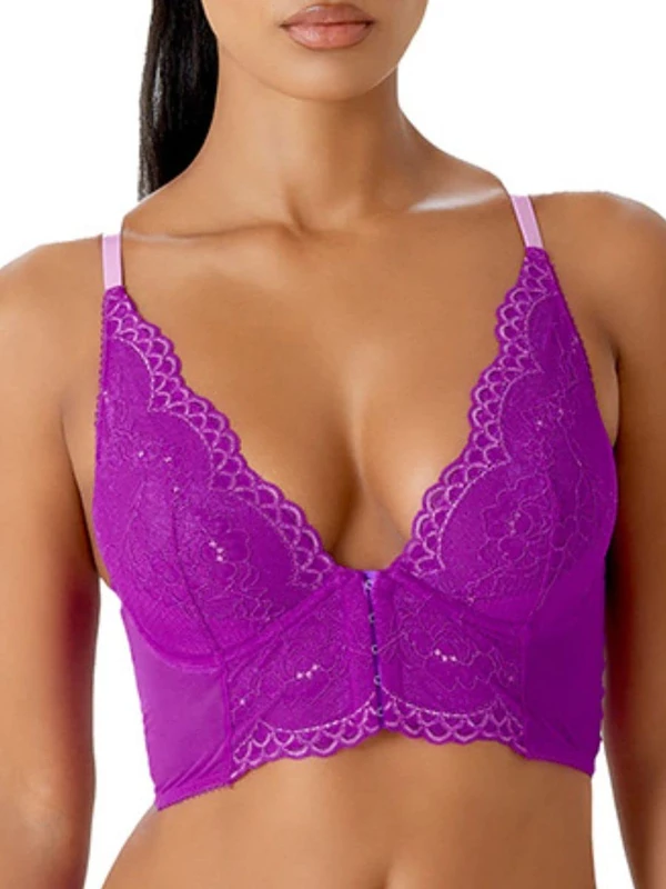 Gossard Women's Superboost Lace Deep V Bralet Plunge Bra, Synthetic, Orchid, 30DD