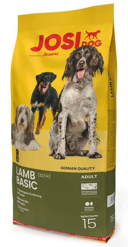 JosiDog Lamb Basic (1 x 15 kg) | Adult | Premium Dry Food for Adult Normally Active Dogs | with Tasty Lamb | Powered by Josera | Dog Food | Complete Food | Pack of 1