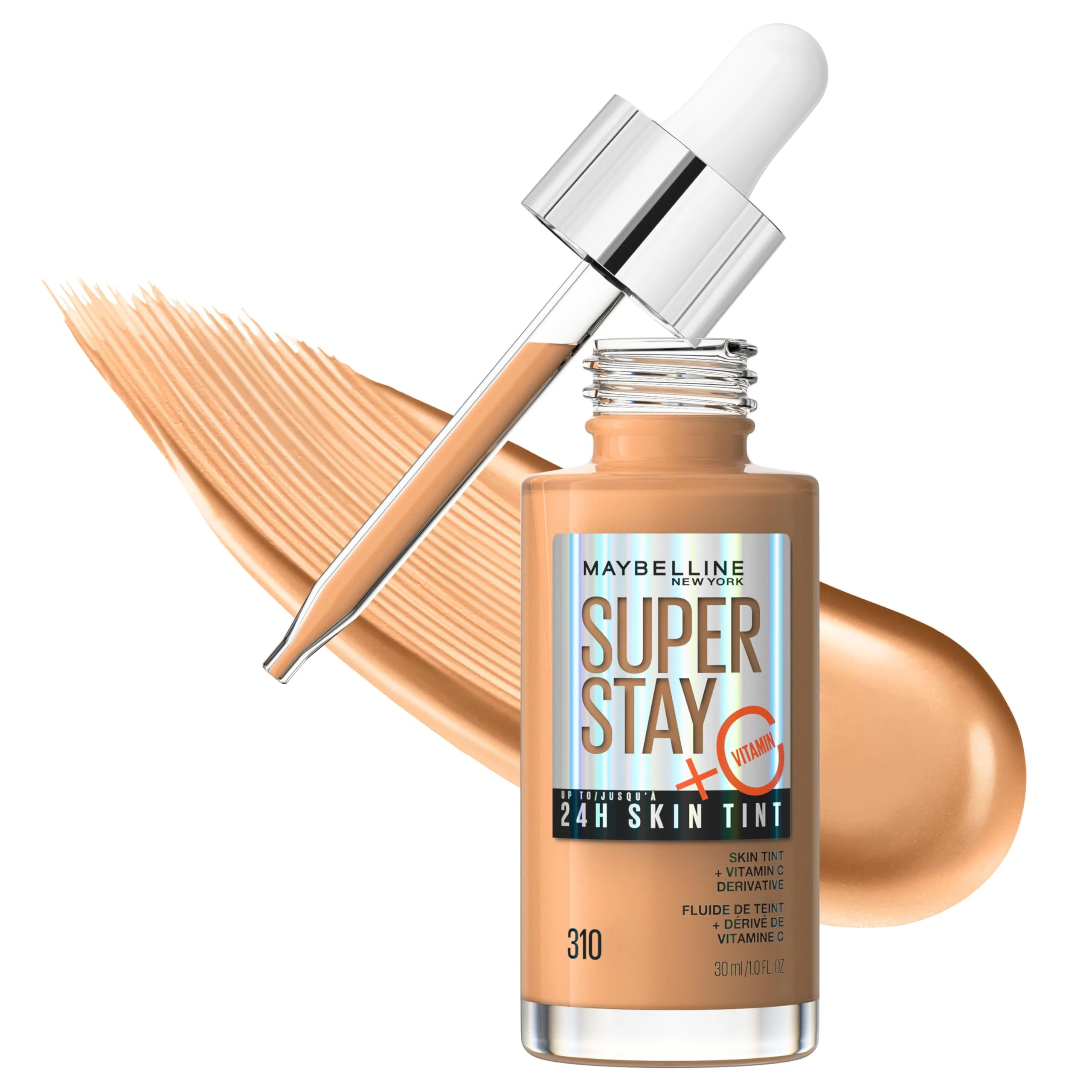 MAYBELLINE Maybelline Super Stay Up to 24HR Skin Tint Light Medium Radiant Foundation Makeup with Vitamin C 310, Pack of 1