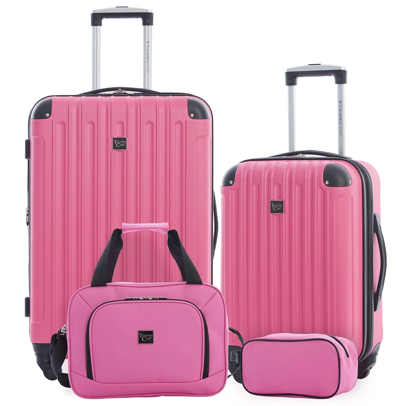Travelers Club Midtown Hardside 4-Piece Luggage Set, Bubble Gum