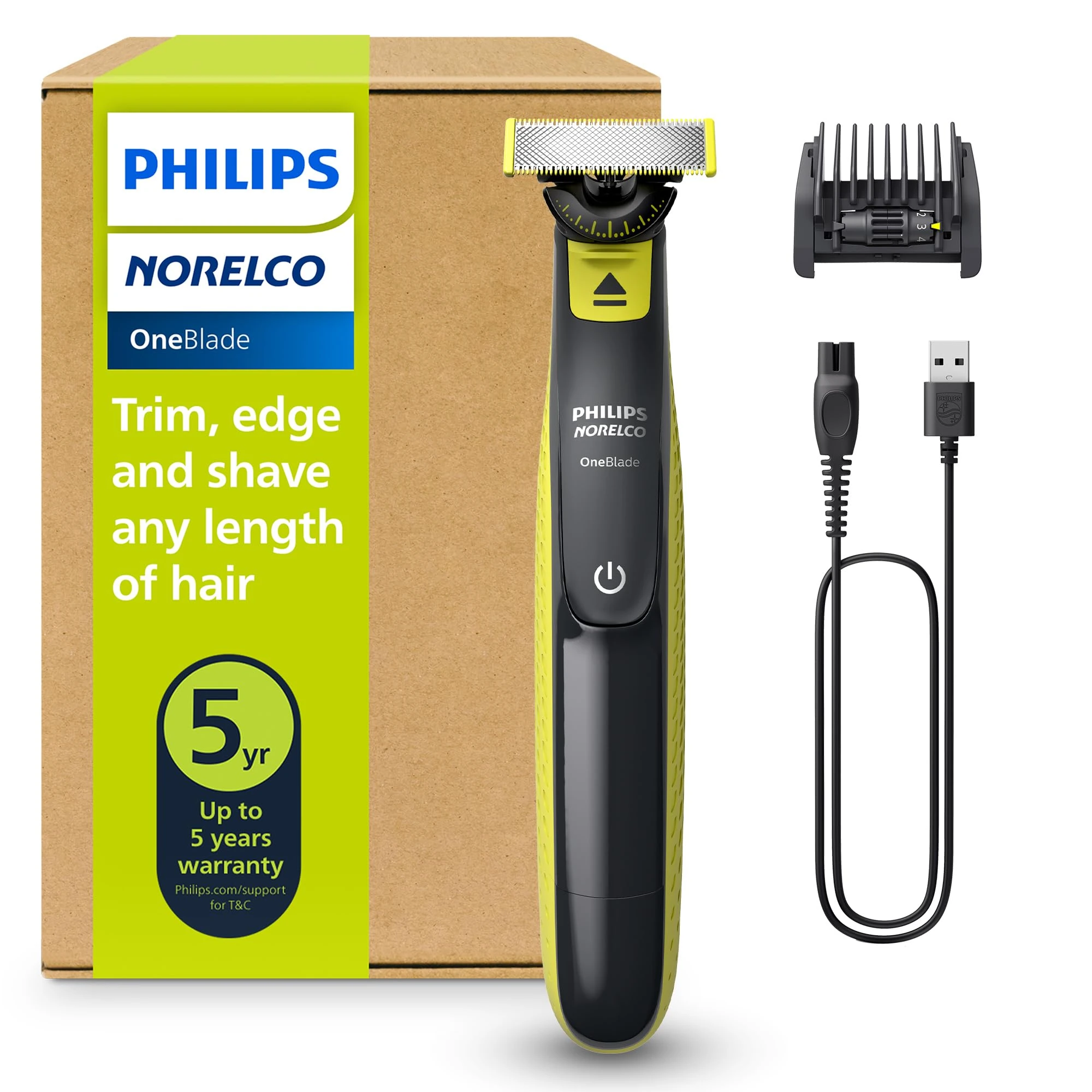 Philips Norelco OneBlade 360 Face Hybrid Trimmer and Shaver, Frustration Free Packaging, QP2724/90