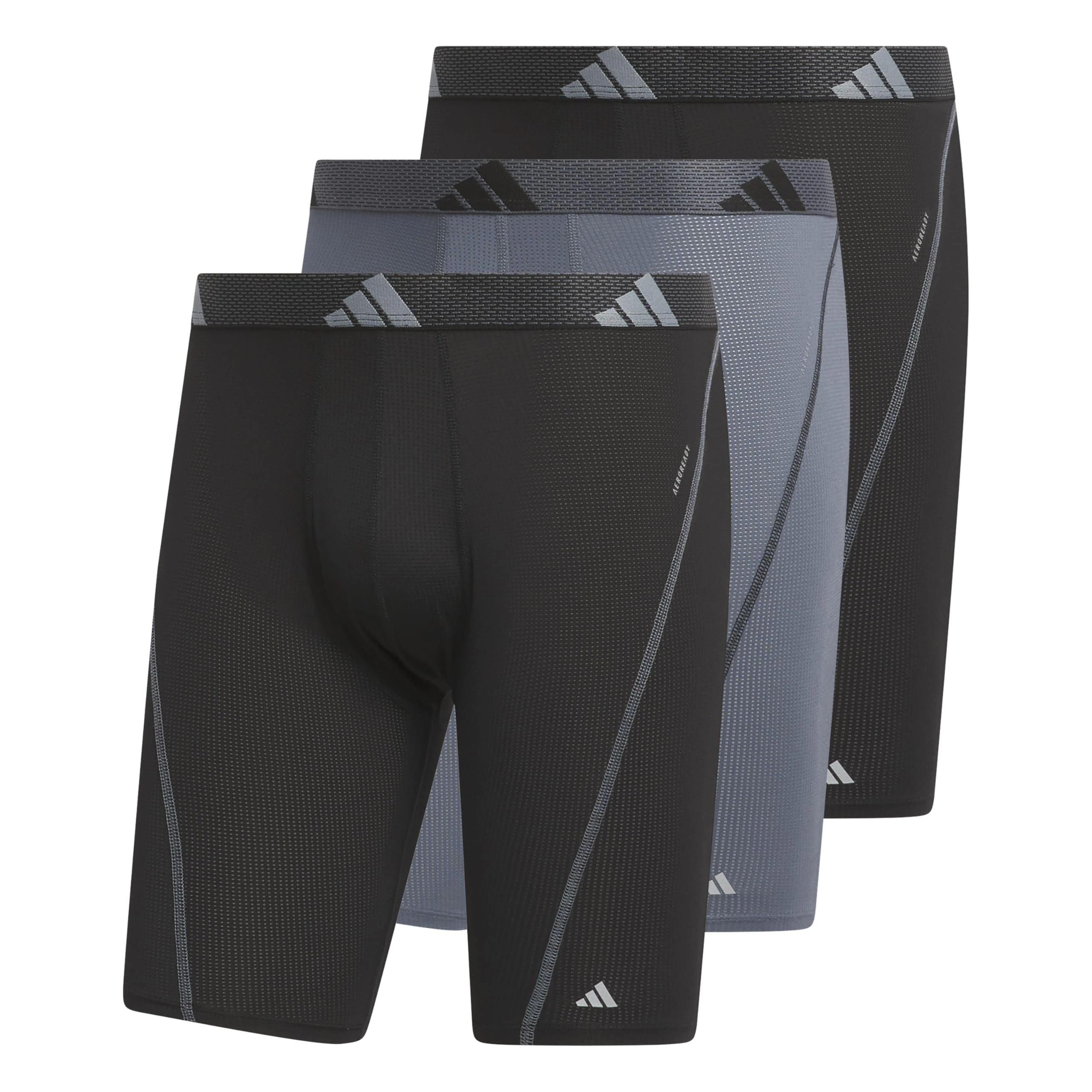 adidas Performance Mesh Long Boxer Brief 3-Pack, Black/Onix Grey/Black, M