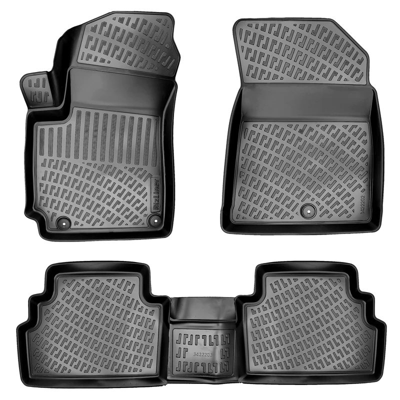 RizLiner Kia Soul 2020-2024 Floor Mats 3D Custom Fit Compatible with Kia Soul Car Mat Laser Measured 1st & 2nd Row Floor Liners All Weather Odorless Non-Slip TPE (Front & Rear,Black)