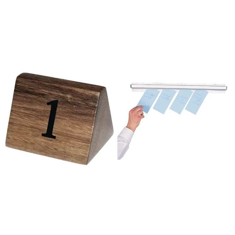 Wooden Table Number Signs Nos 1-10 Decoration Restaurant Wood Innovative 10pc & Vogue 12763 Tab Grabber 18"