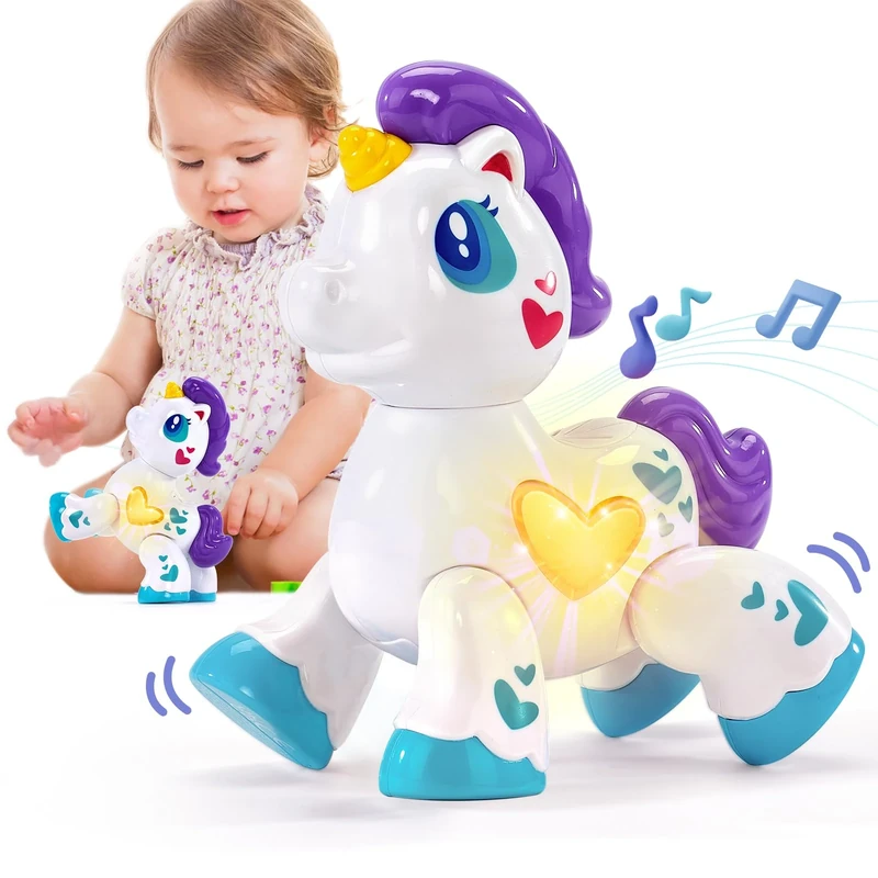 hahaland Unicorn Toys for 1 Year Old Girl with Music and Lights