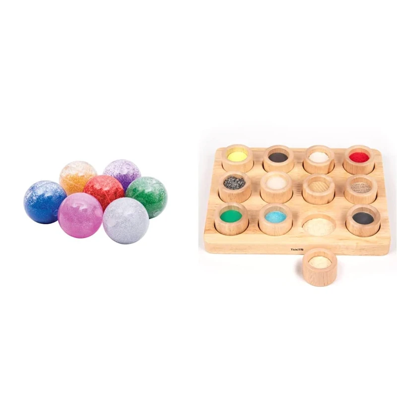 TickiT 92098 Sensory Rainbow Glitter Ball Set & 72101 Touch and Match Board