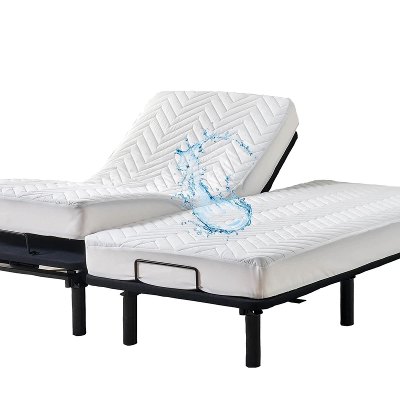 Kingnex Quilted Waterproof Split Queen Mattress Protector Adjustable Bed