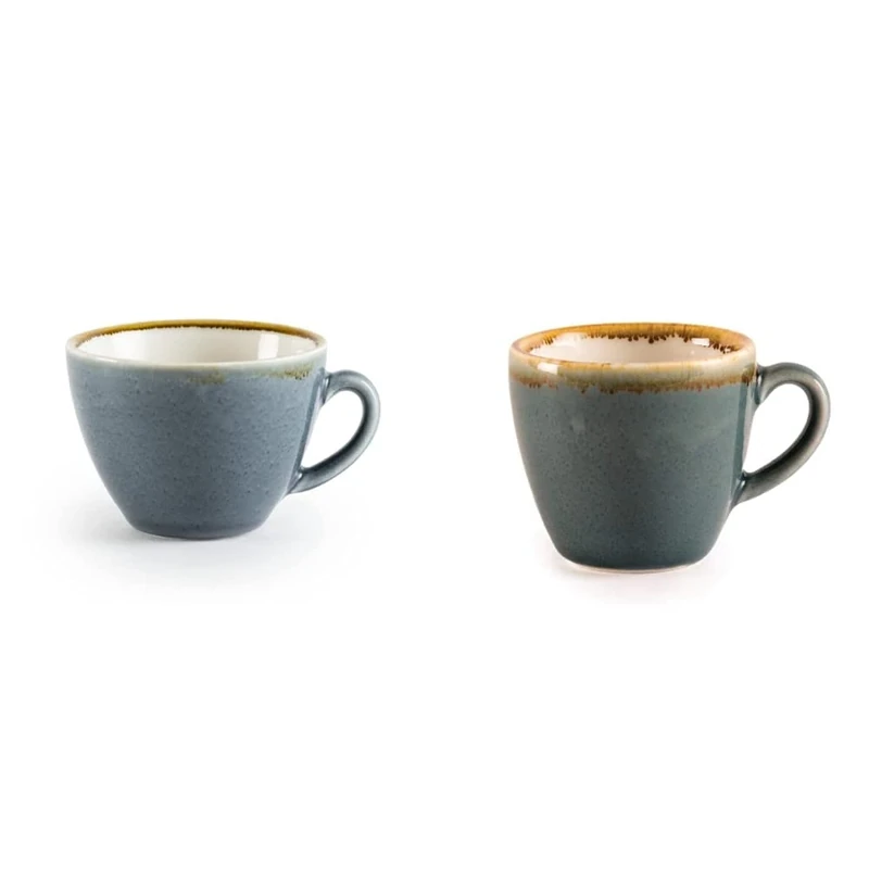 Olympia Kiln Cappuccino Cup - Ocean - Porcelain - 340 ml 12 Oz - 6 pc & Kiln Espresso Cup - Ocean - Porcelain - 85 ml 3 Oz - 6 pc
