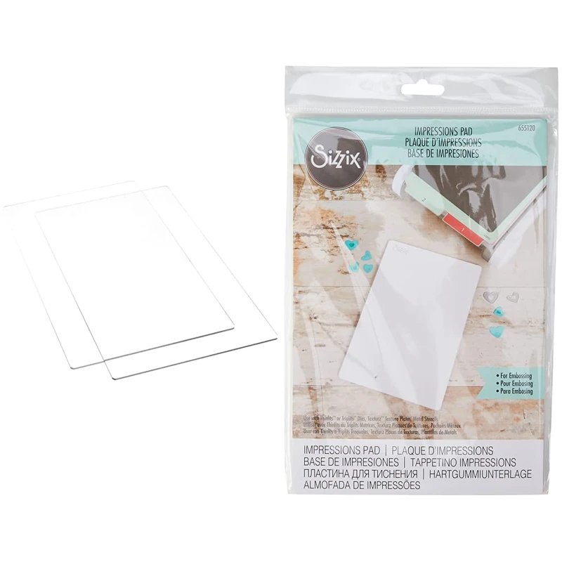 Sizzix Cutting Pads for Big Shot Plus 660581, 1 Pair, Multi-Colour Colour, One Size & 655120 Impressions Pad for Big Shot