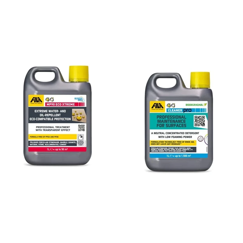 MP90 Eco Xtreme, Protective Agent for Stone, Marble, Quartz, Granite, Concrete, Polished stoneware & CLEANER PRO, Concentrated Neutral Detergent - Up to 40 Washes, 1L