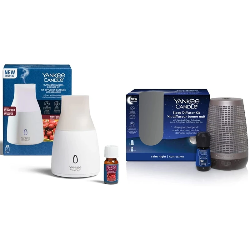 Yankee Candle Ultrasonic Aroma Diffuser Kit | Black Cherry Aroma Diffuser Oil & Sleep Diffuser Starter Kit | Bronze | Calm Night Electric Fragrance Diffuser Refill | Up to 30 Nights of Fragrance