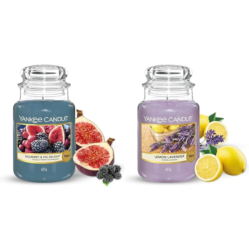 Yankee Candle Scented Candle | Mulberry & Fig Delight, Lemon Lavender Large Jar Candle | Up to 150 Hours Burn Time