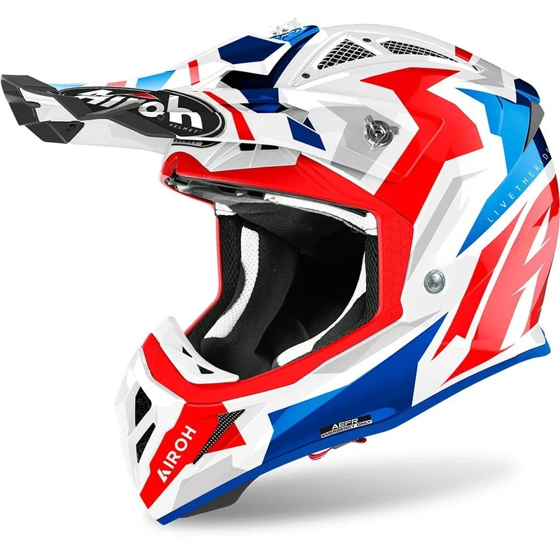 Airoh Motorcycle Helmet Aviator Ace Swoop Red/Blue Gloss S