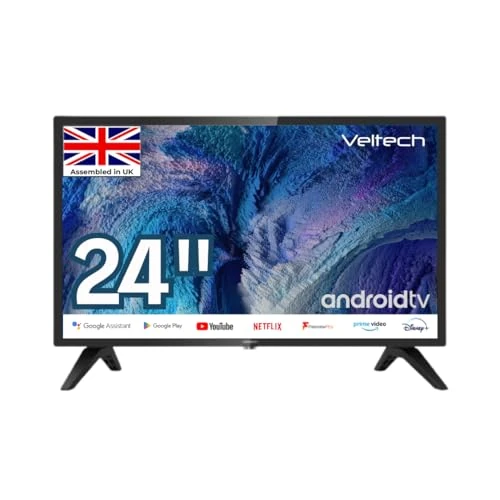 VELTECH VEL24SA01UK 24 Inch HD Ready LED Android Smart TV with Netflix, Youtube, Freeview, 3 x HDMI, USB Record and Media Player