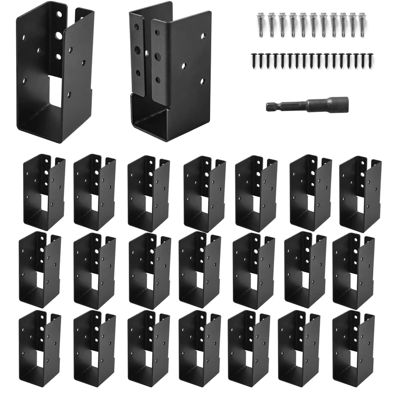 AXWHYS 24 Pcs 2"x4" Outdoor Trim Concealed Flange Joist Hangers, Q235B Steel Powder Coated Mounts for 2"x4" Beam Swing