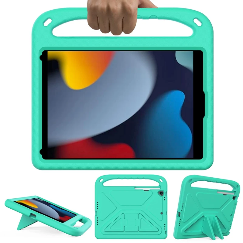 GOZOPO Kids Case for iPad 9th / 8th / 7th Generation (iPad 10.2 Inch 2021/2020/2019), Lightweight & Shockproof Handle Stand Case Compatible with iPad 10.2 / iPad Air 3 10.5" / iPad Pro 10.5" - Glacier