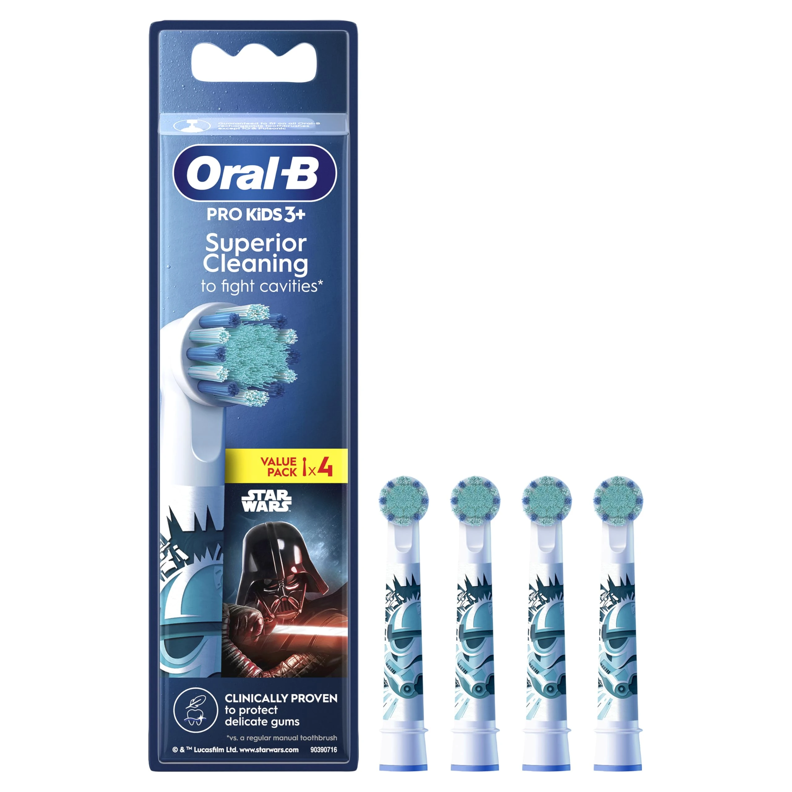 Oral-B Pro Kids Disney Star Wars Electric Toothbrush Heads 4 Pack Designed for Gentle Brushing
