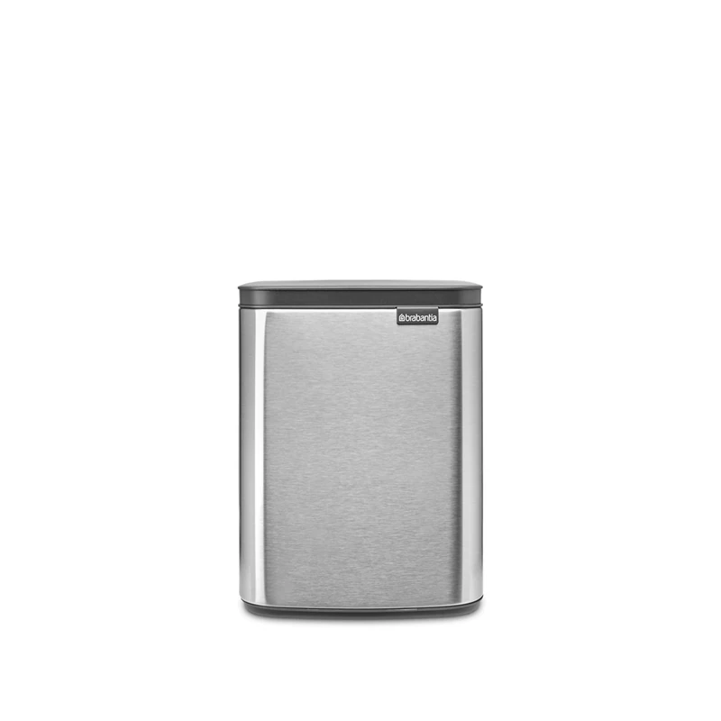 Brabantia - Bo Waste Bin 7L - Small & Stylish Rubbish Bin - Easy Open and Soft Closing Lid - Hygienic & Space Efficient - Wall Mountable - for Bathroom, Toilet, Home Office - Matt Steel FPP