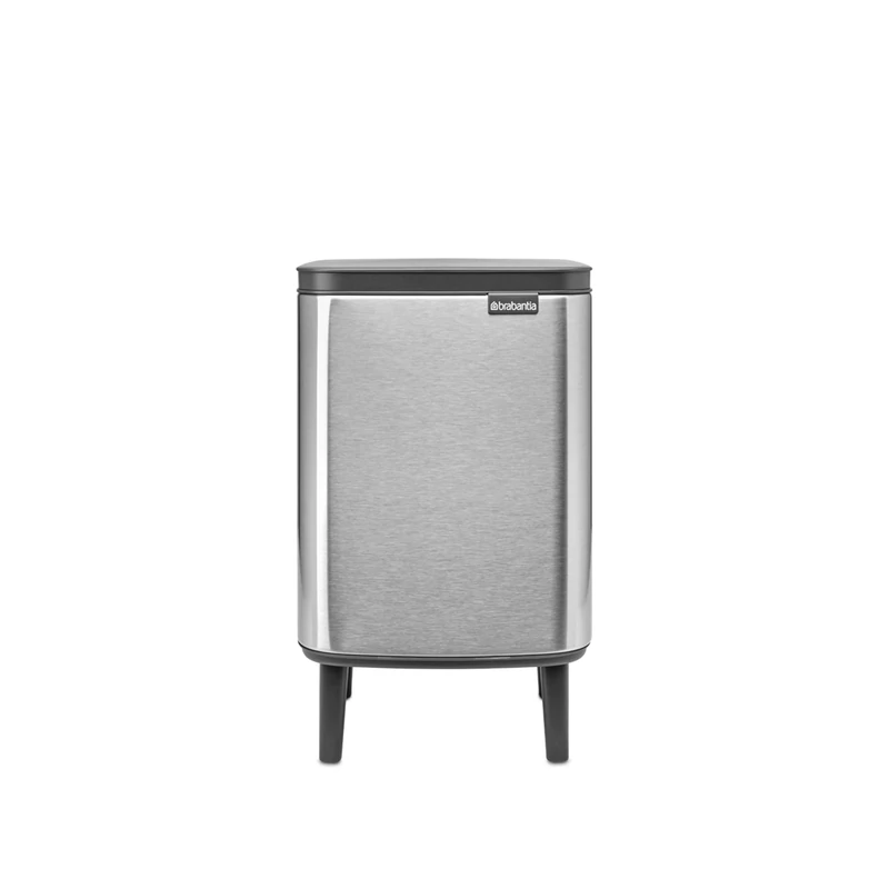 Brabantia - Bo Waste Bin Hi 7L with Soft Close Lid, Removable Inner Bucket, and Transport Grip – Ideal for Bathroom, Bedroom, and Home Office – Matt Steel Fingerprint Proof