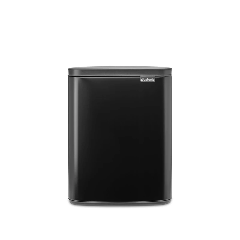 Brabantia - Bo Waste Bin 12L - Stylish & Handy Rubbish Bin - Easy Open & Soft Closing Lid - Hygienic & Space Efficient - Transport Grip - for Bathroom, Home Office & Bedroom - Matt Black