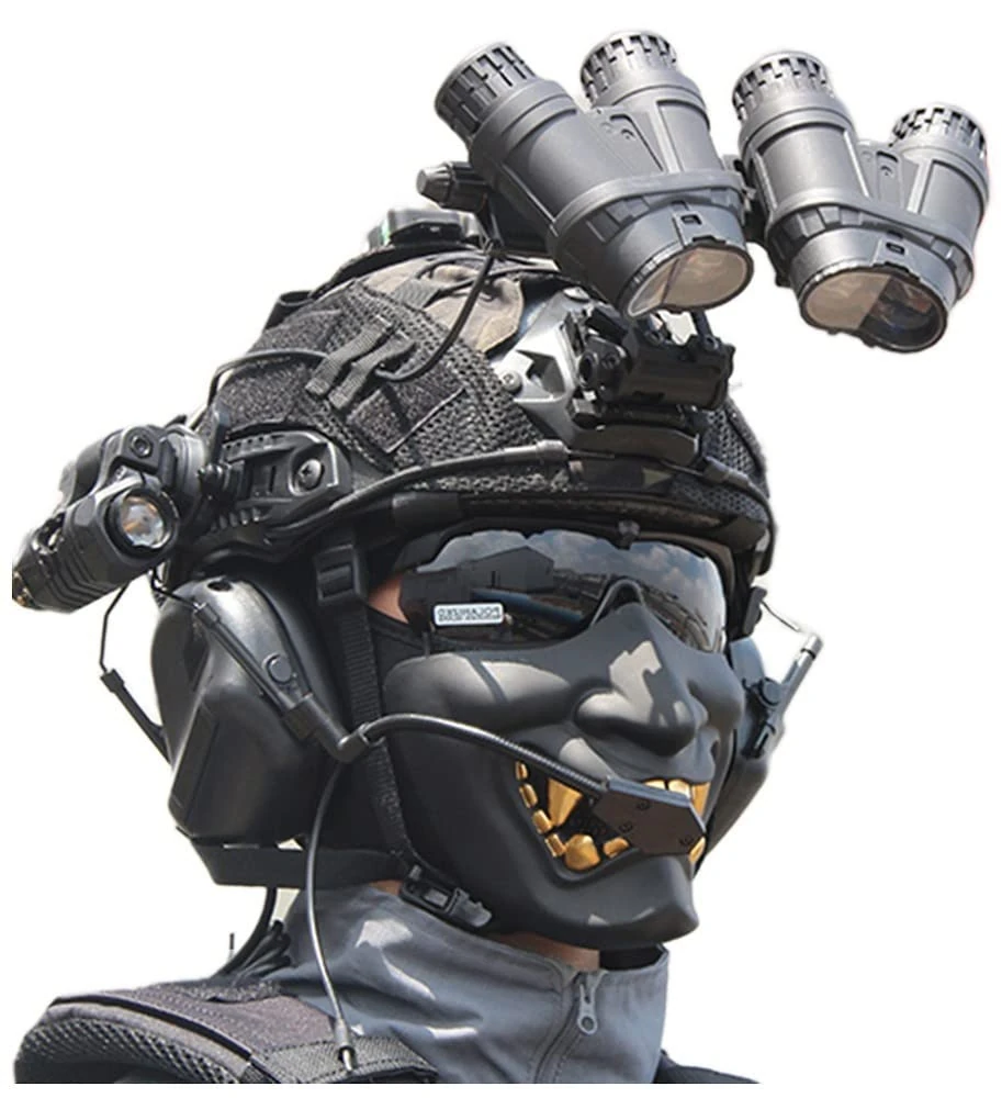 REMEK Tactical Helmet Set, Airsoft Paintball Protection Helmet Set With Helmet Cover, Headset, NVG Mount, Night Vision Model Game Protective Gear For Outdoor Hunting, CQB Shooting