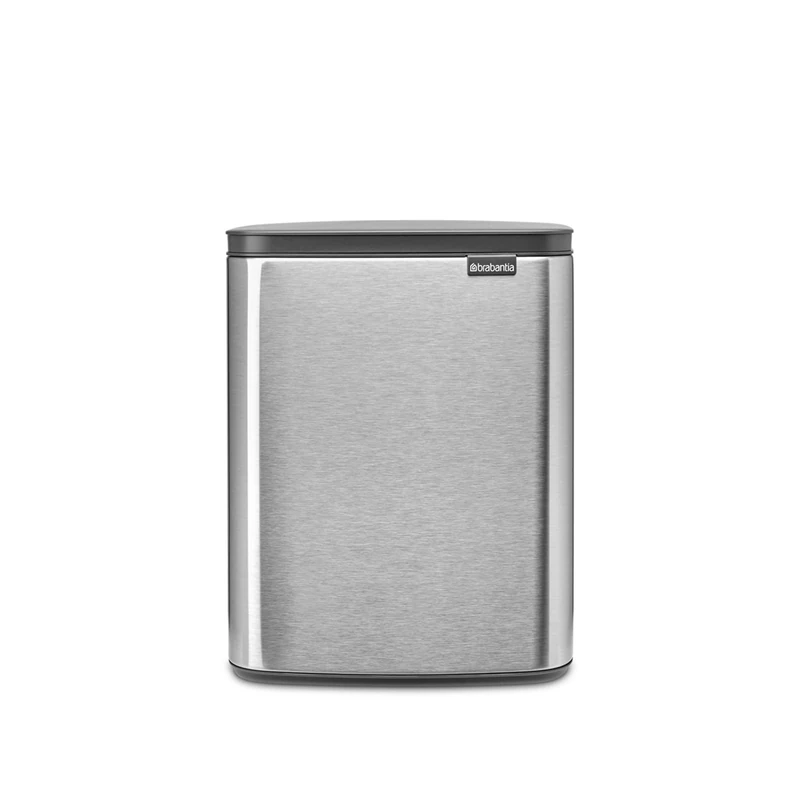 Brabantia - Bo Waste Bin 12L - Stylish & Handy Rubbish Bin - Easy Open & Soft Closing Lid - Hygienic & Space Efficient - Transport Grip - for Bathroom, Home Office & Bedroom - Matt Steel FPP