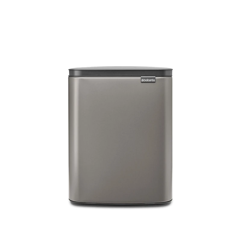 Brabantia - Bo Waste Bin 12L - Stylish & Handy Rubbish Bin - Easy Open & Soft Closing Lid - Hygienic & Space Efficient - Transport Grip - for Bathroom, Home Office & Bedroom - Platinum