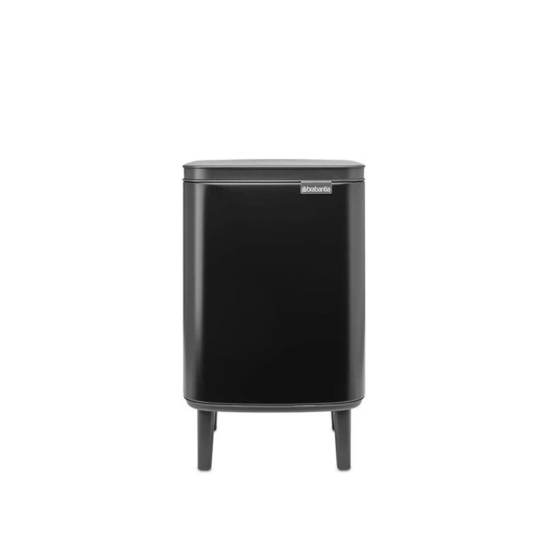 Brabantia - Bo Waste Bin Hi 7L with Soft Close Lid, Removable Inner Bucket, and Transport Grip – Ideal for Bathroom, Bedroom, and Home Office – Matt Black