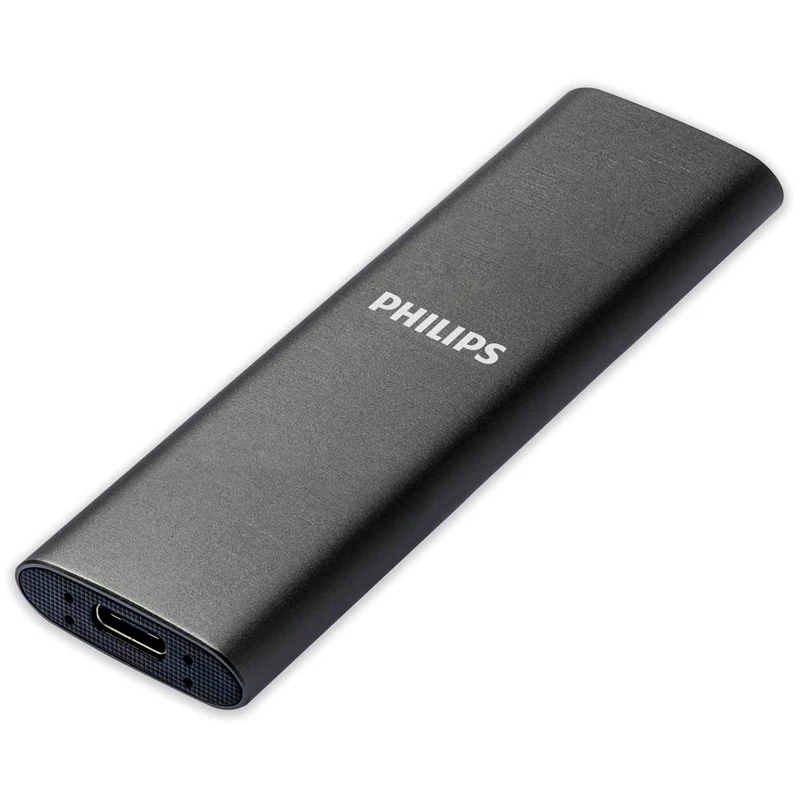PHILIPS Portable External 2TB SSD - Ultra Slim SATA Ultra Speed USB-C - USB, Read Speed up to 550MB/s, Write Speed up to 550MB/s, Aluminium